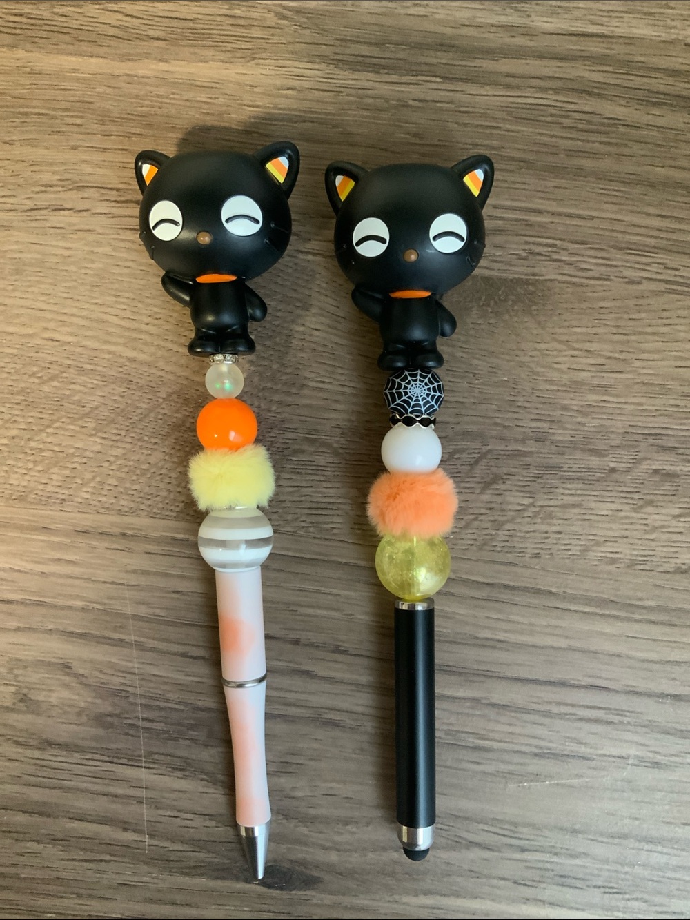 Cute Black Cat Beaded Pen stylus pair